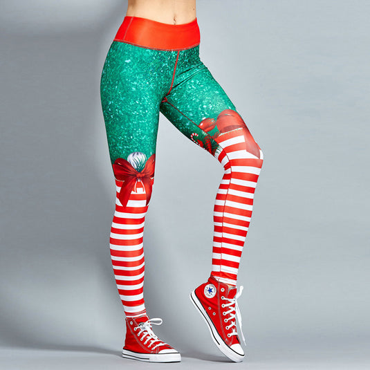 New Yoga Christmas Print Hips High Waist Fitness Sports Yoga Pants Leggings
