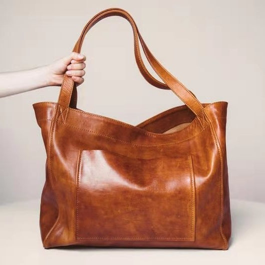 Load image into Gallery viewer, Soft Leather Large Capacity One-shoulder Tote Bag
