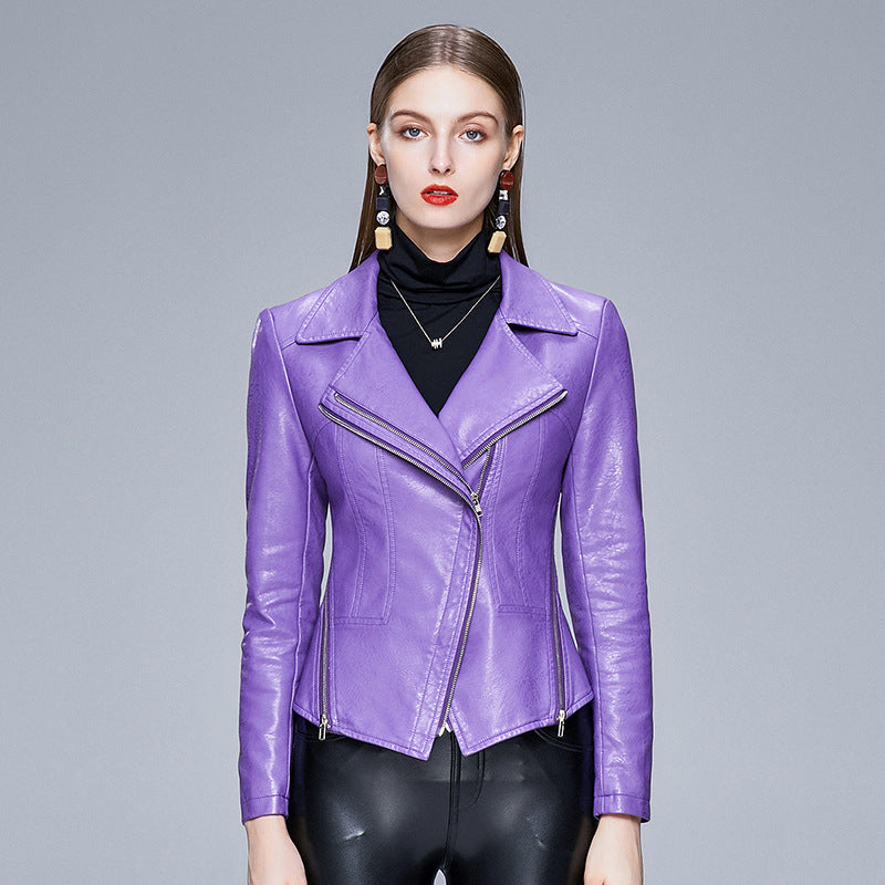 Load image into Gallery viewer, Slim-fit trendy PU ladies jacket leather jacket
