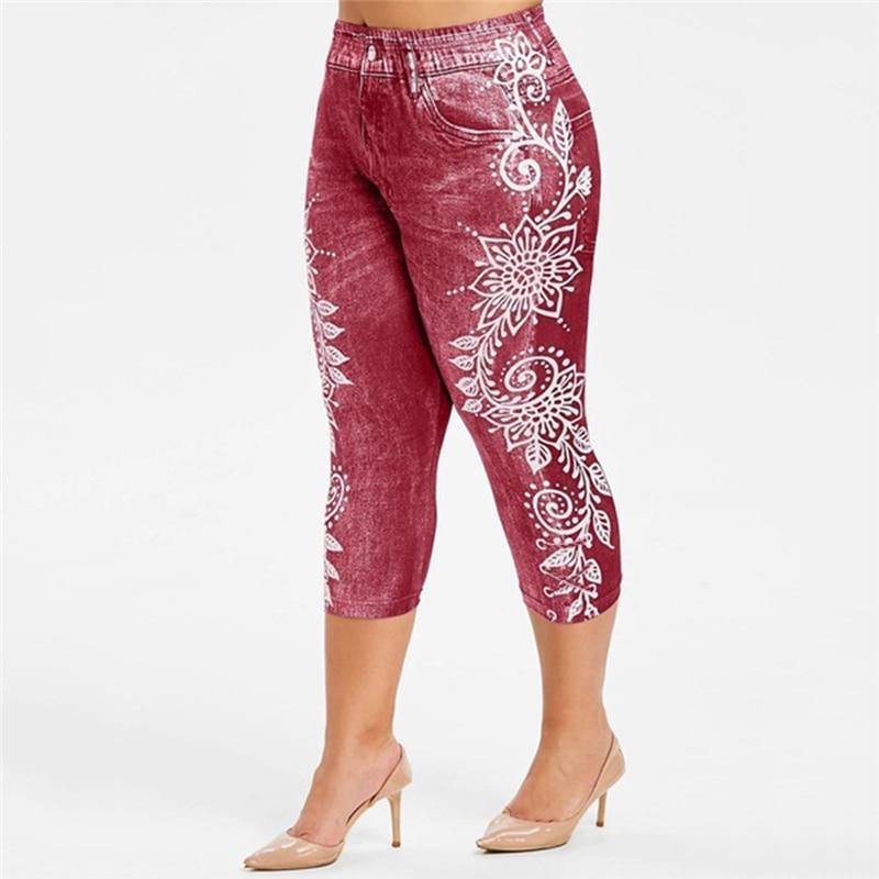 Load image into Gallery viewer, Butterfly Print Denim Sports Leggings Yoga Pants
