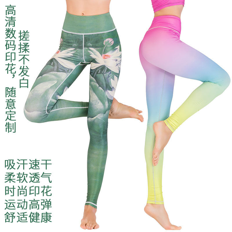Load image into Gallery viewer, High Waist Peach Leggings Printed Yoga Pants Female
