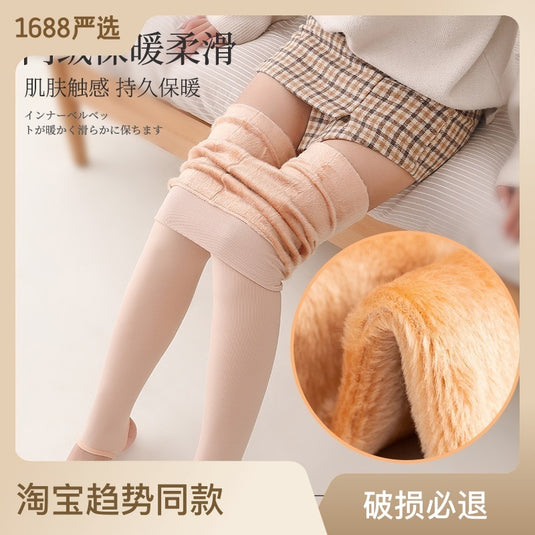 Leggings Women&#039;s Autumn And Winter Plus Velvet Thick Bare Legs Artifact